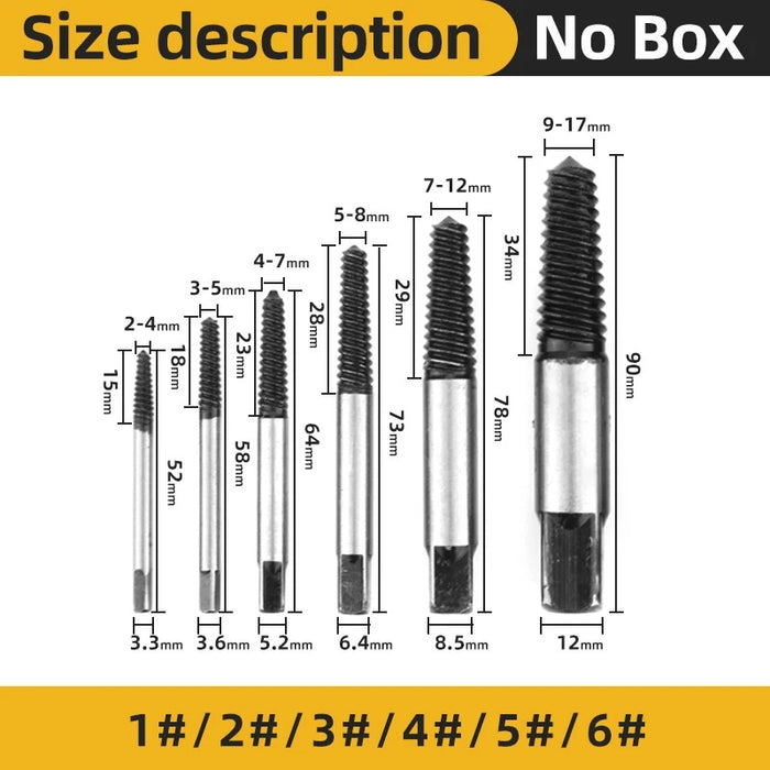 Screw Remover Extractor Drill Bits Carbon Steel Guide Set Broken End Bolt Removal Drill Set Damaged Bolts Remover Tools 5/6Pcs